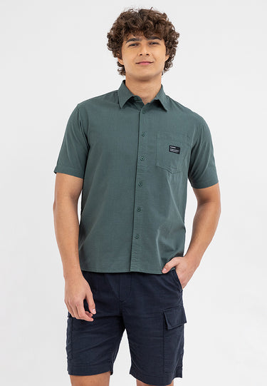 Pocket Logo Button Down Polo Army Green