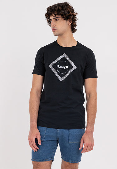 DIAMOND FLORAL PRINT Men's Black Graphic Tee