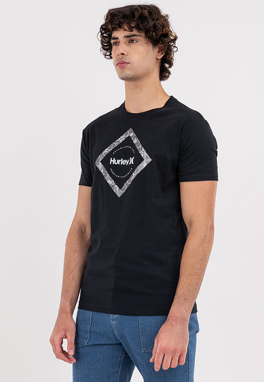 DIAMOND FLORAL PRINT Men's Black Graphic Tee