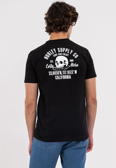 WHITE SKULL Men's Hurley Black Tee