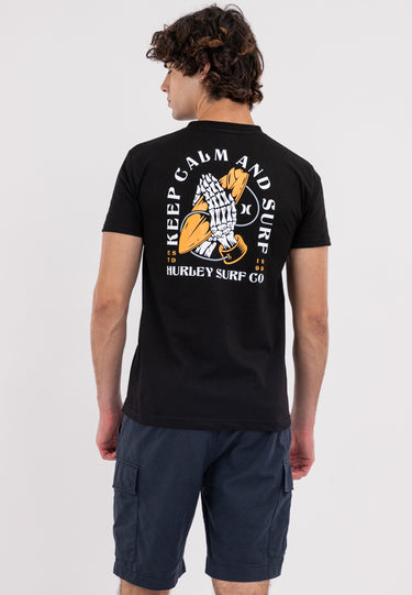 HURLEY KEEP CALM AND SURF Men's Black Graphic Tee