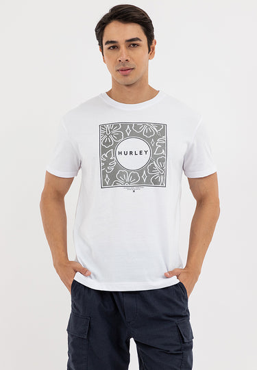 Square Tropical Logo Graphic Tee White