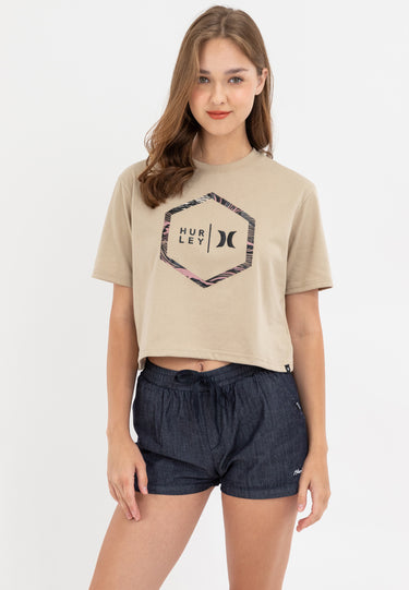 Hurley Logo Boxy Tee Khaki