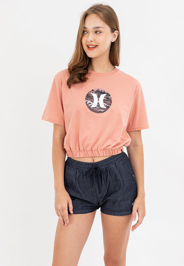 Logo Gartered Hem Boxy Tee Cameo Pink