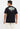 ELONGATED HEX-CUT WITH LOGO DESIGN TEE Black