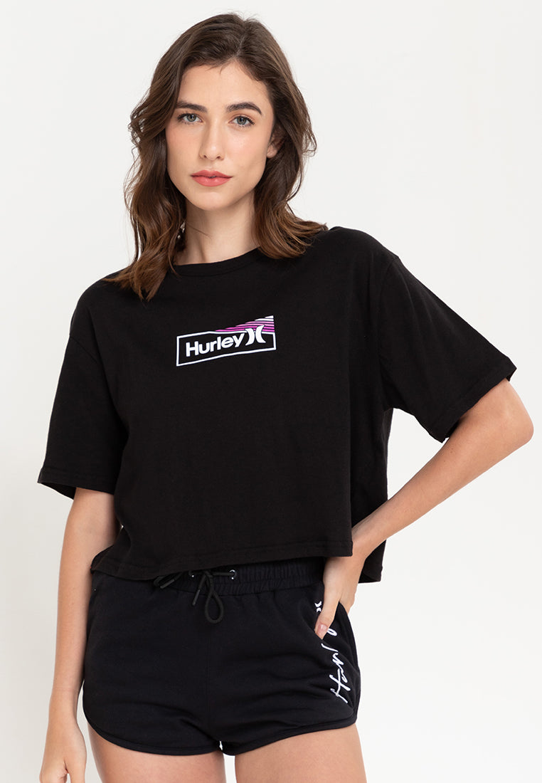 Hurley Good Times T-Shirt Donna Manica Corta In Cotone Con Tasca E Scollo Rotondo - Morbida E Comoda