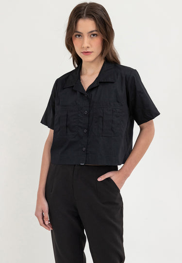 Button Down Cropped Shirt