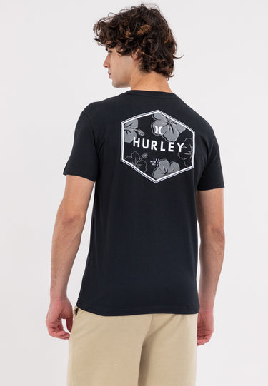 HEXAGON FLORAL PRINT Men's Black Graphic Tee