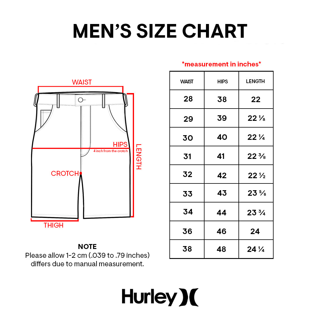 Size Chart Hurley Philippines